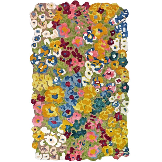 Avyay Rugs Hand-Tufted Silk & Wool Area Rug β Modern Abstract Floral Design, Multi-Color Textured Carpet for Living Room, Bedroom & Dining Room β Soft, Artistic, Handmade Accent Rug