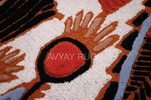 Handmade Modern Floral & Geometric Pattern Wool Area Rug | Avyay Rugs