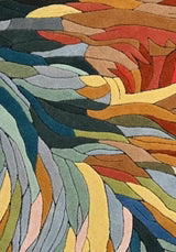 Handmade Irregular Shape Wool Area Rug – Unique Contemporary Botanical Design | Avyay Rugs