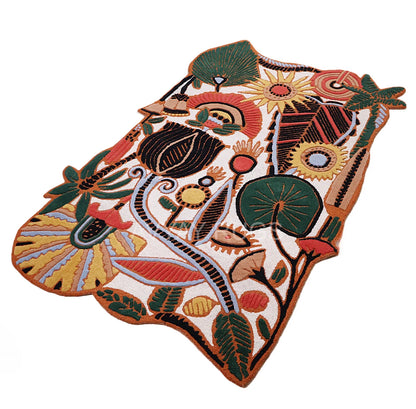Handmade Modern Floral & Geometric Pattern Wool Area Rug | Avyay Rugs