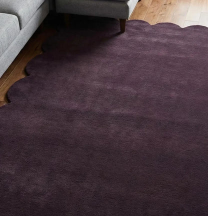 Hand Tufted Scalloped Wool Rug, Modern Solid Handmade Area Living Room Rug