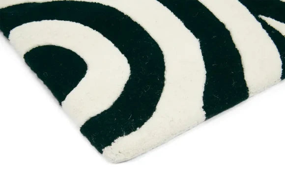 HandTuffted Black & White Spiral Geometric Area Rug – Hand Tufted 100% Wool Modern Designer Carpet for Living Room, Bedroom, Dining Room & Home Decor