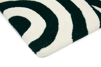 HandTuffted Black & White Spiral Geometric Area Rug – Hand Tufted 100% Wool Modern Designer Carpet for Living Room, Bedroom, Dining Room & Home Decor