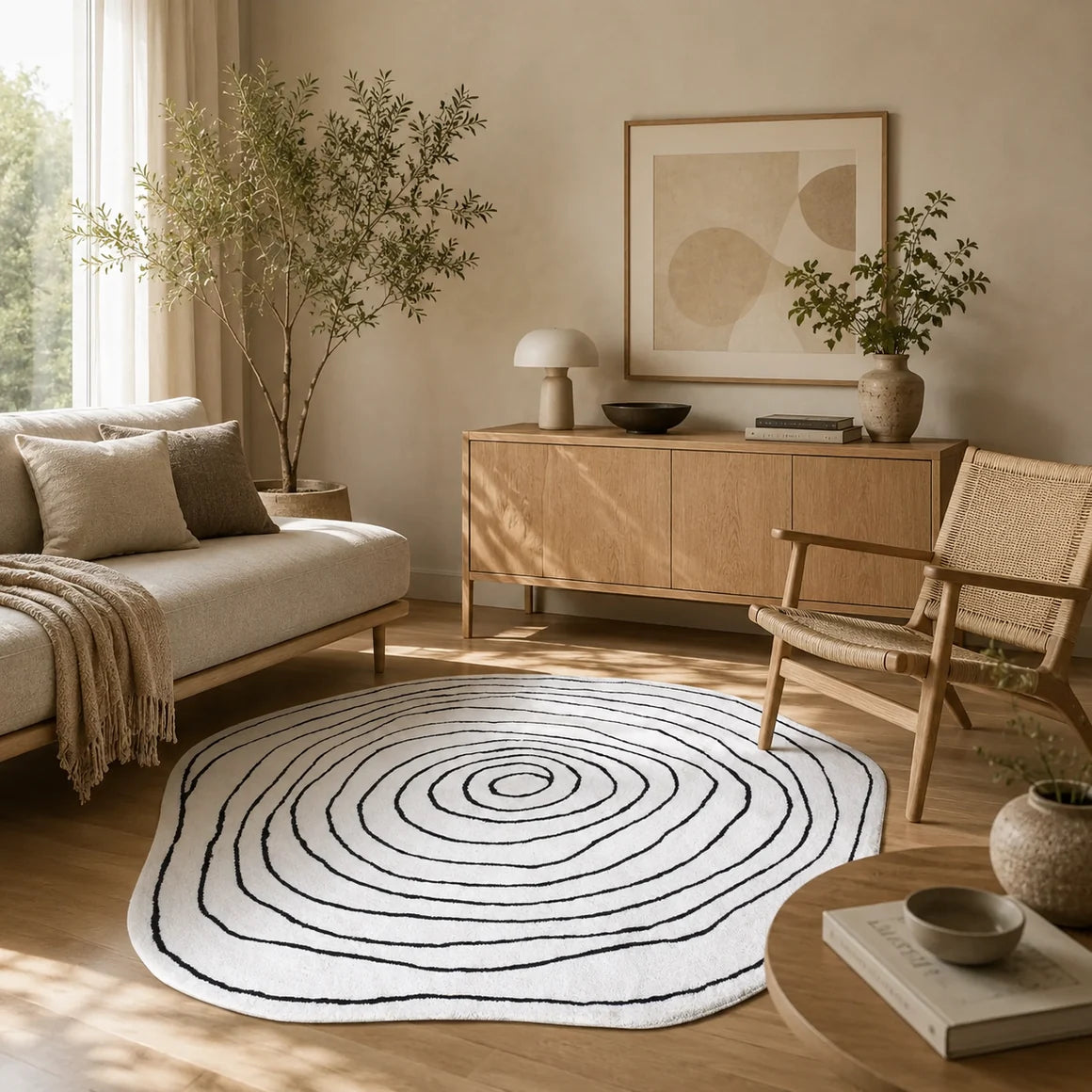 Handmade round wool area rug