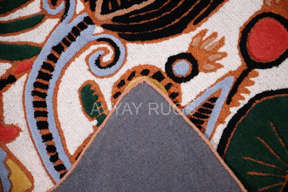 Handmade Modern Floral & Geometric Pattern Wool Area Rug | Avyay Rugs
