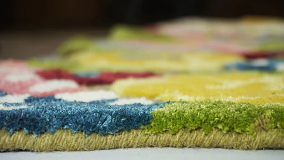Avyay Rugs Hand-Tufted Silk & Wool Area Rug – Modern Abstract Floral Design, Multi-Color Textured Carpet for Living Room, Bedroom & Dining Room – Soft, Artistic, Handmade Accent Rug
