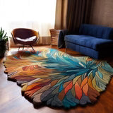 Handmade Irregular Shape Wool Area Rug – Unique Contemporary Botanical Design | Avyay Rugs