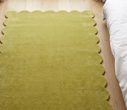 Hand Tufted Scalloped Wool Rug, Modern Solid Handmade Area Living Room Rug