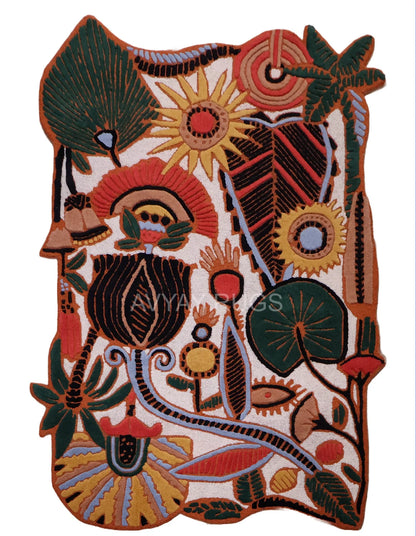 Handmade Modern Floral & Geometric Pattern Wool Area Rug | Avyay Rugs