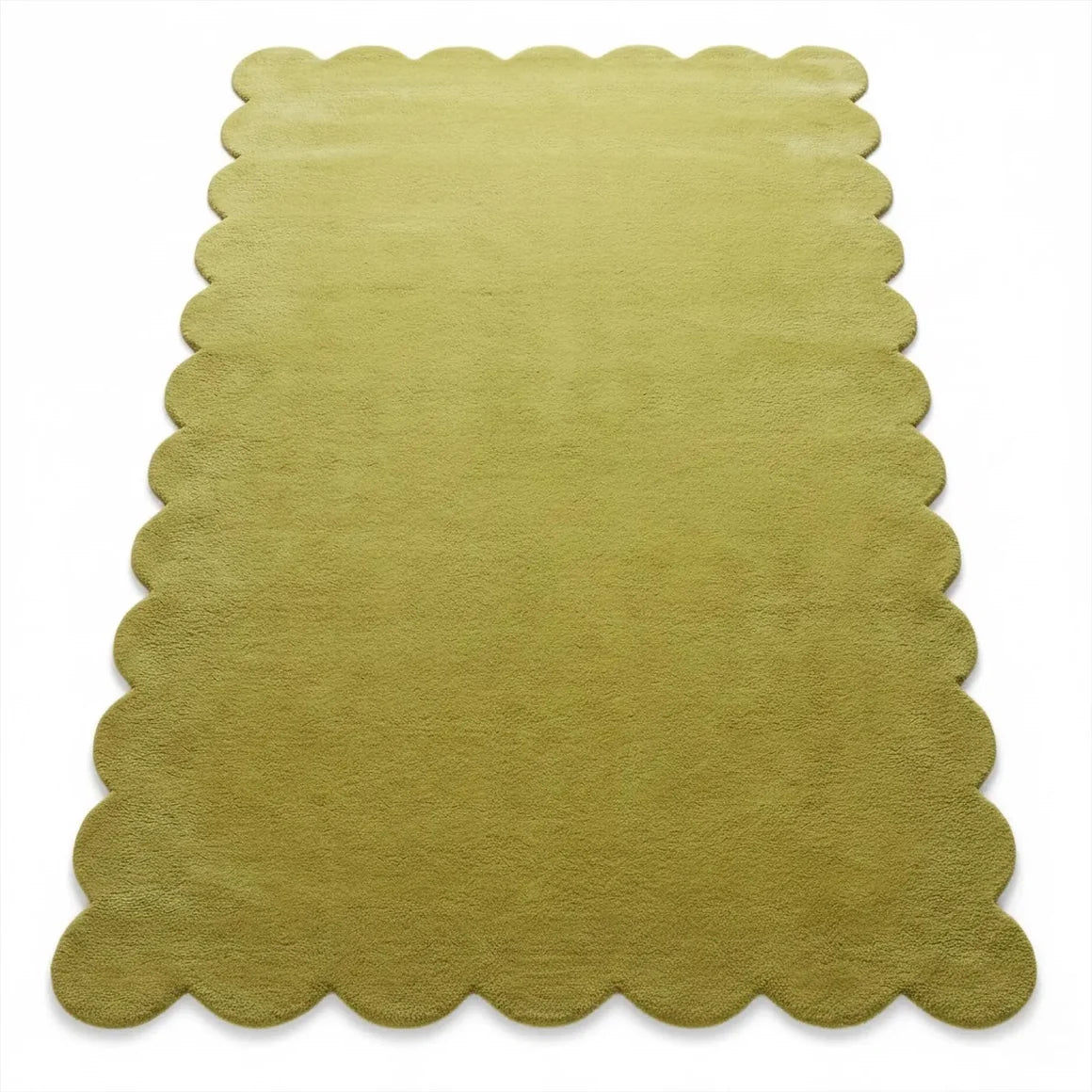 Hand Tufted Scalloped Wool Rug, Modern Solid Handmade Area Living Room Rug