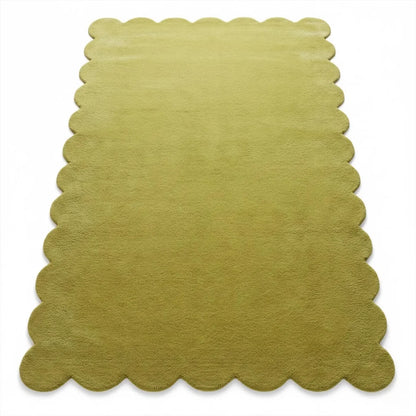 Hand Tufted Scalloped Wool Rug, Modern Solid Handmade Area Living Room Rug