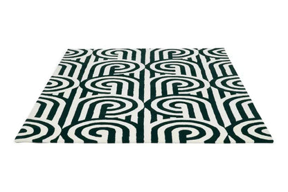 HandTuffted Black & White Spiral Geometric Area Rug – Hand Tufted 100% Wool Modern Designer Carpet for Living Room, Bedroom, Dining Room & Home Decor
